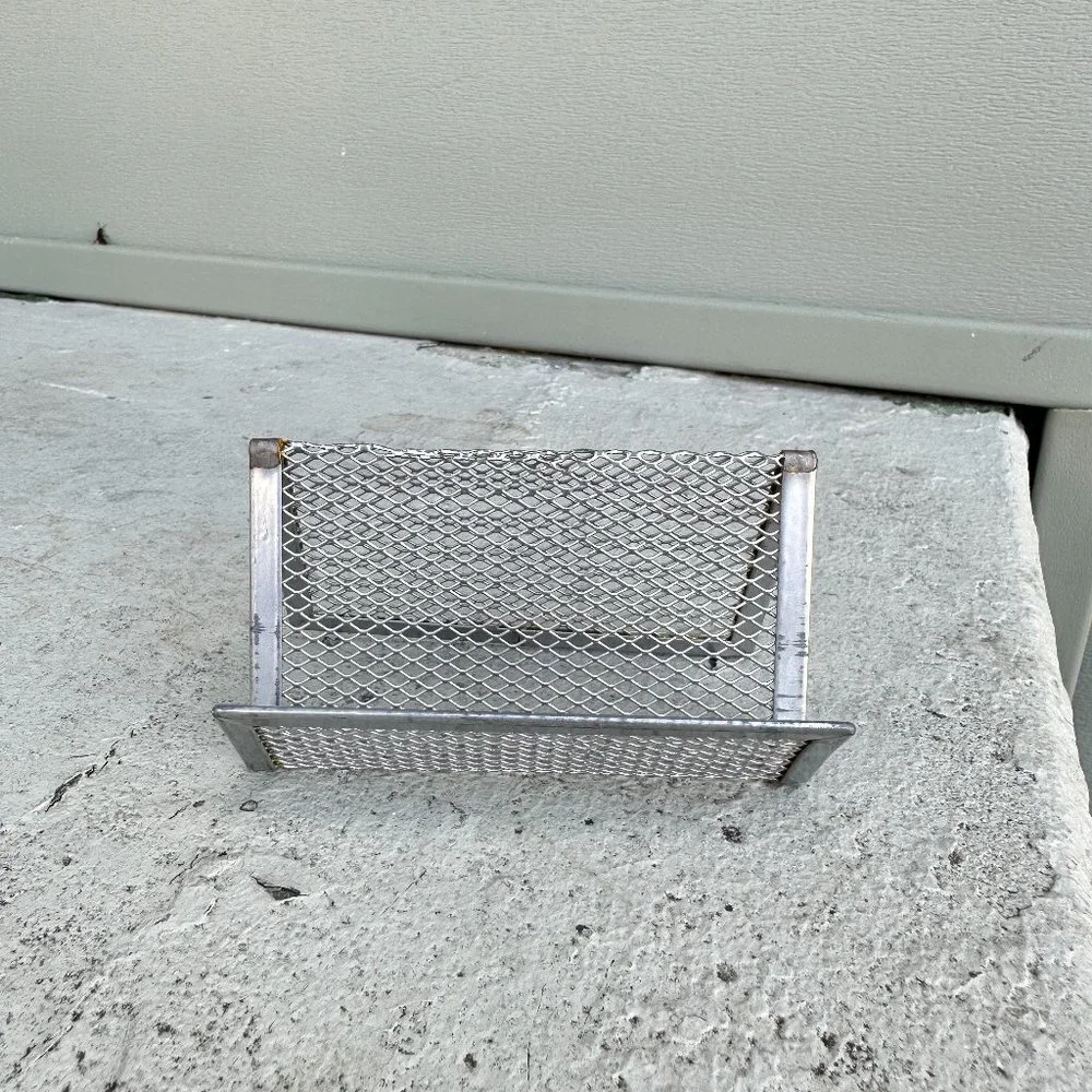 Silver Steel Mesh Business Card Holder